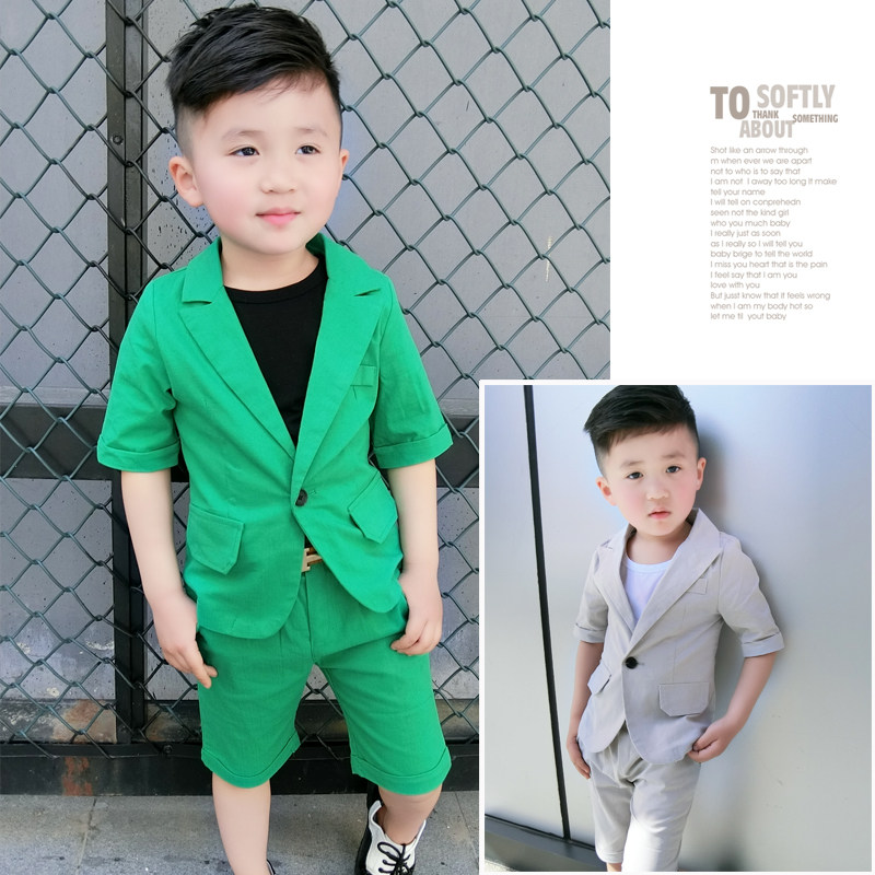 Children's summer clothes 2022 new boys short-sleeved small suit 3 small and medium baby trendy clothes boy flower girl performance suit 6