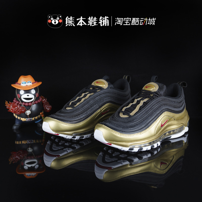 Nike Air Max 97 Bullet Black Gold Retro Air Cushion Men's and Women's Running Shoes At5458-002