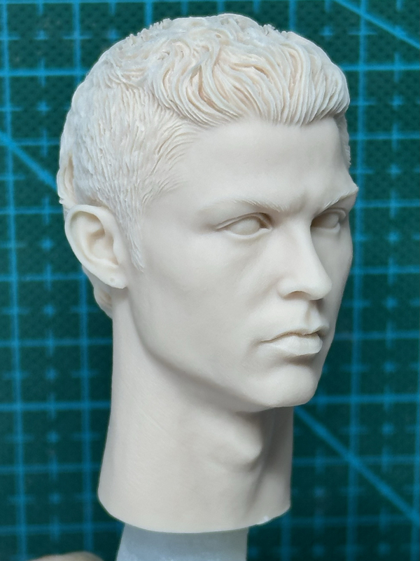 1/6 Scale Cristiano Ronaldo Head Sculpt with White Film, Football Player Head Sculpt, C Ronaldo Detailed White Film