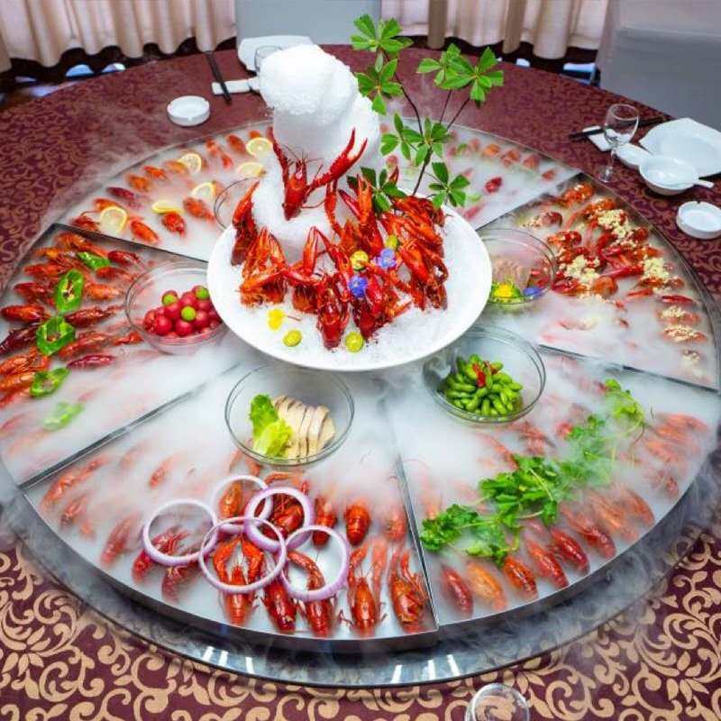 Seafood big coffee plate stainless steel round plate crayfish platter feast creative big coffee pot hotel commercial dining room