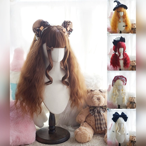御茶水 Платиновая оранжевая кудрявая челка, стиль Лолита, xэллоуин