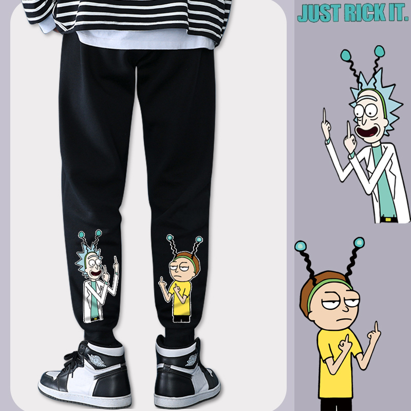 Men's Autumn Casual Sports Jogger Pants Rick and Morty Style Loose Trendy Long Pants for Youth