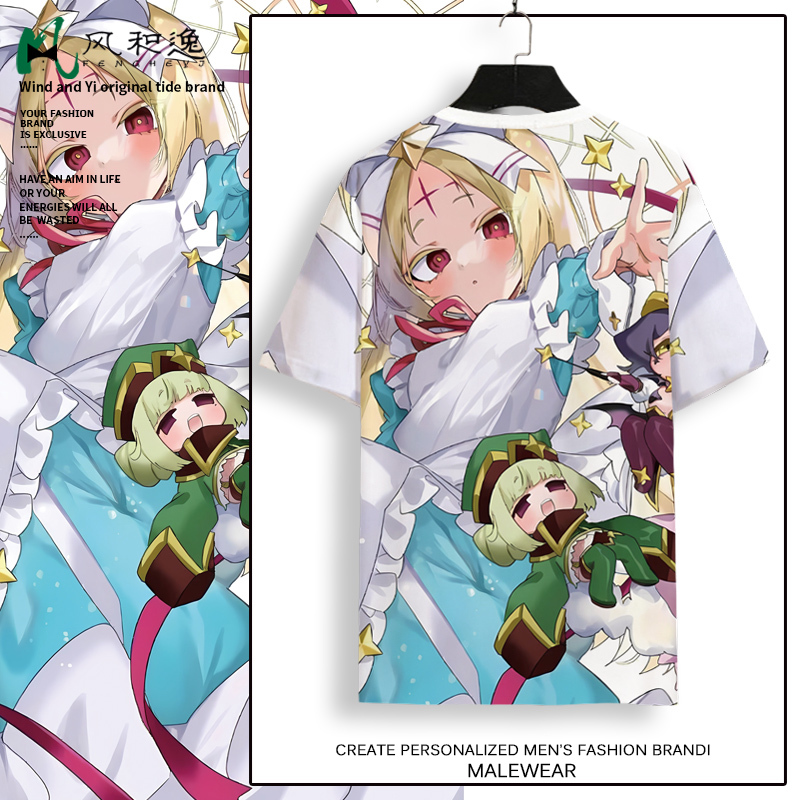 Dreaming of Becoming a Magical Girl, Hiiro Maitina, Anime-Themed Short-Sleeve T-Shirt for Men, Thin Style, Large Size, Half-Sleeve