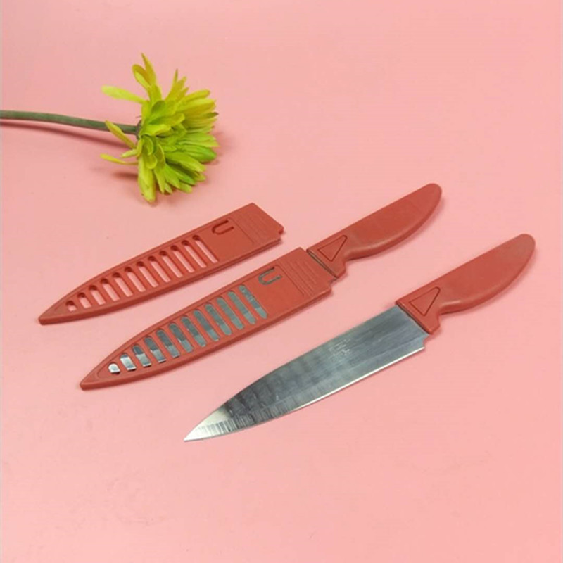 Small Red Knife Small Fruit Knife with Knife Cover Small Stainless Steel Knife Fruit Cutting Splitter Peeling Knife