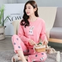 Bộ đồ ngủ nữ mùa thu cotton dài tay Cô gái Hàn Quốc ngọt ngào dễ thương Dịch vụ tại nhà mùa xuân và mùa hè Bộ đồ cotton mỏng những kiểu đồ bộ may đẹp