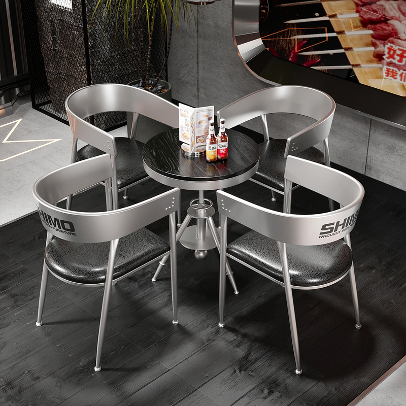 Industrial Style Table and Chair Set for Cafes, Milk Tea Shops, Leisure Areas, Trendy Restaurants, Wrought Iron Dining Tables, Commercial Meeting Round Tables Industrial Style Table and Chair Set for Cafes, Milk Tea Shops, Leisure Areas, Trendy Restaurants, Wrought Iron Dining Tables, Commercial Meeting Round Tables