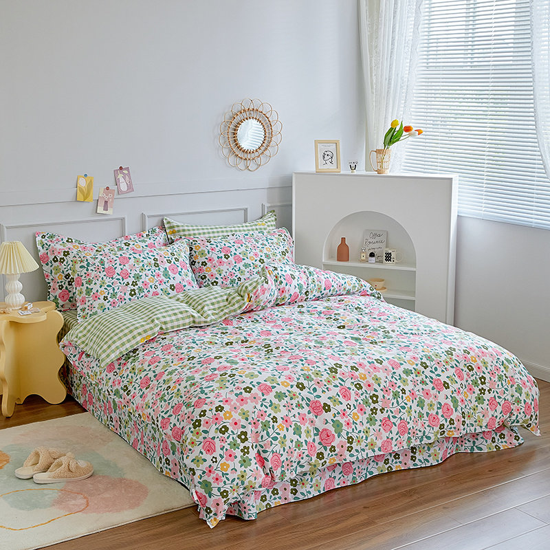 Four sets of cotton cotton beds 1 8 2 0m bed double bed is set 1 2 m dorm three piece set