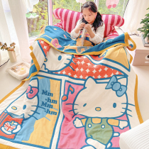kt cat pure cotton gauze air conditioning quilt Sanrio cartoon childrens cotton towel quilt cover blanket summer cool quilt washable
