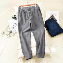 Double-sided fleece autumn and winter mens tide loose sports pants plus velvet pants warm toe casual pants 4670-009