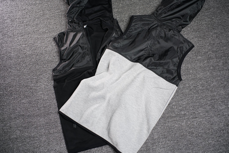 Áo vest thể thao ngoài trời đơn nam châu Âu cotton pha trộn áo thể thao trùm đầu cộng với phân bón để tăng CC1-R189 - Áo thể thao áo khoác nam có mũ adidas