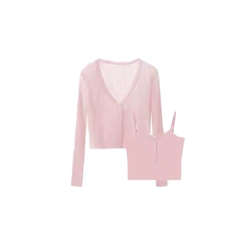 Розовый кардиган, жилет, осенний комплект, эффект подтяжки