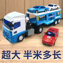 Oversized double decker car transporter Children simulation Inertial car model engineering big truck toy car boy