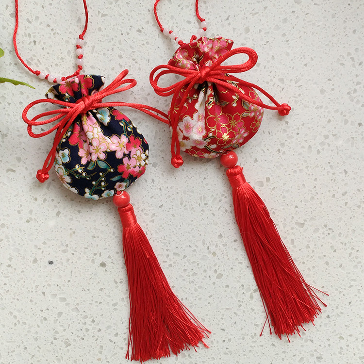 Dragon Boat Festival hanging neck tassel sachet Chinese print cotton bag small brocade bag sachet tire hair talisman prayer bag