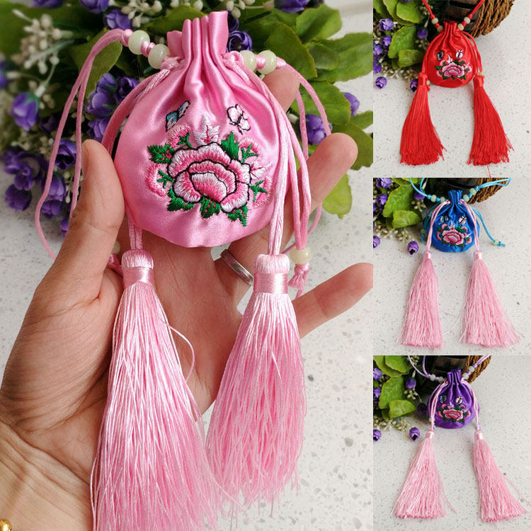 Stream Su National Wind Mini Brocade Bag with Ancient Wind Embroidered Pocketbag sachet Accessories Bag charm Bag Fragrant Bag car hanging