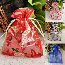 Korean version Christmas gift Gift bag Draw Cord Yarn Bag New Year Gift Bag Bronzed Gold Printed Candy Bag