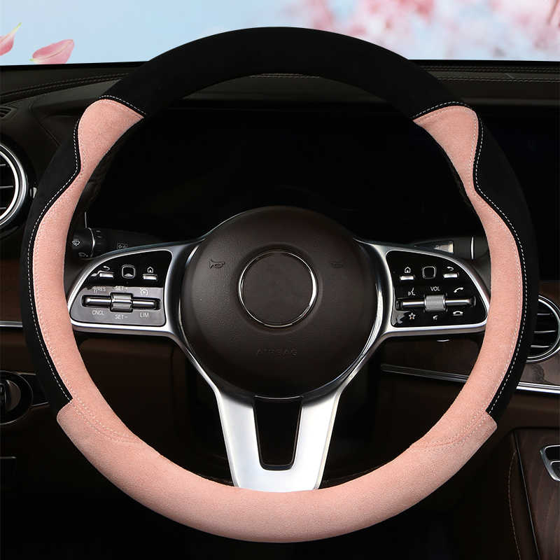 Steering wheel handle cover winter warm cute lady cartoon ultra-thin suede suede car handle cover for all seasons