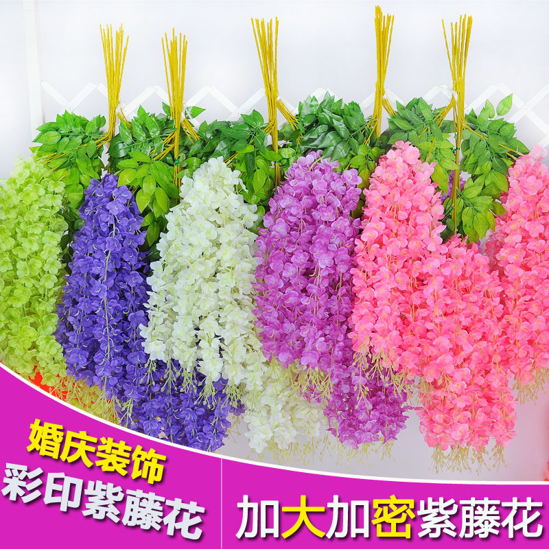 Simulation Purple Vines Flowers Fake Flowers Ravioli Flowers Vine Plastic Flowers Vine plant vines Cane Indoor Suspended Ceiling Wedding Decoration Flowers