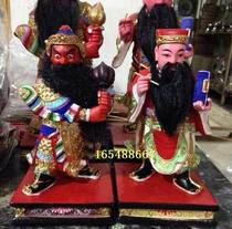 Woodcarving ornaments civil and military judges Buddha statues custom-made lacquer line carving camphor wood carving magistrate 20cm