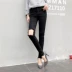 Với hàng vua mới 175 người đàn ông cao gầy Slim sexy chân dài quần đen lỗ quần jeans bút chì quần jean áo sơ mi nữ Quần jean