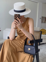 Maze Studios small crowddesign feeling black caramel color sleeveless back irregular pleated pleated dress