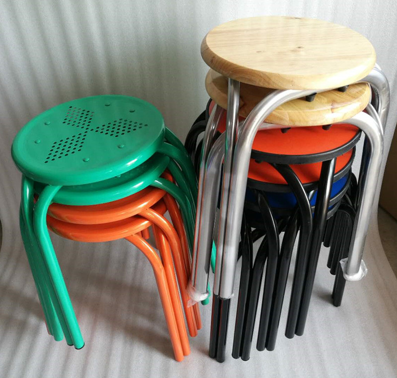 Plastic folding chair round stool home thickened solid wood dining table square stool plus high-speed iron set stool restaurant special offer