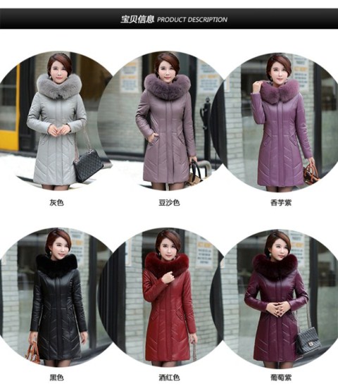 Mẹ béo 200 cân cộng với phân bón để tăng áo khoác da Phụ nữ trung niên xuống áo khoác cotton dày lông dài áo da nữ xịn nhập khẩu
