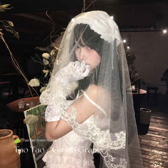 Французская Лолита Лолита белая кружевная вуаль женская невеста элегантный элитный головной убор на Хэллоуин