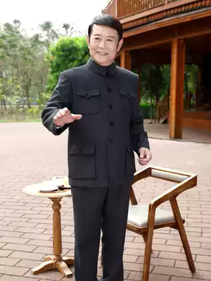 Autumn and Winter thick section mao ni liao middle-aged and elderly male tunic suit old yang mao ni zhong shan fu elderly grandfather installed