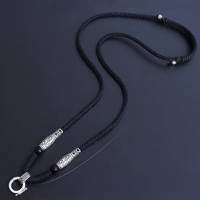 Universal Pendant Cord S925 Sterling Silver Clasp Necklace Cord Hanging Neck Strap with Wolf Tooth Men's Ring Buddha Amulet Dog Tooth