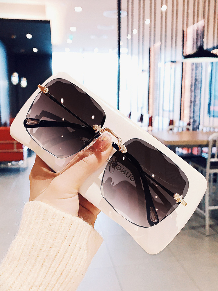 Brown sunglasses women's summer sun protection advanced sense ins frameless sunglasses women's 2022 new anti-ultraviolet glare