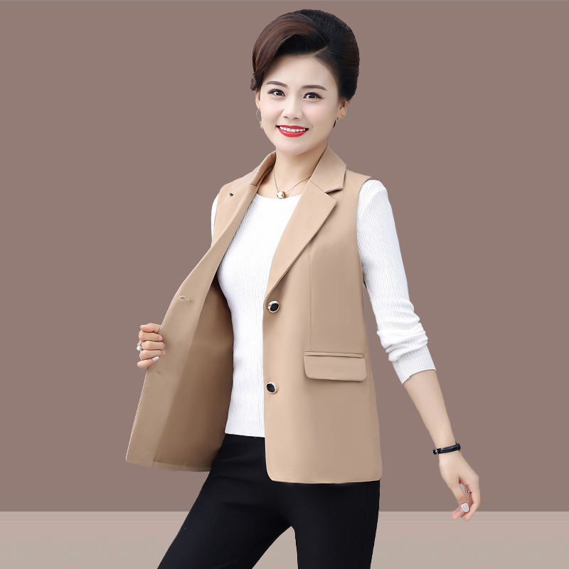 Fashionable Suit Vest for Middle-Aged Women, New Spring Style, Sleeveless Jacket, Mother's Clothing, Thin Spring and Autumn Vest