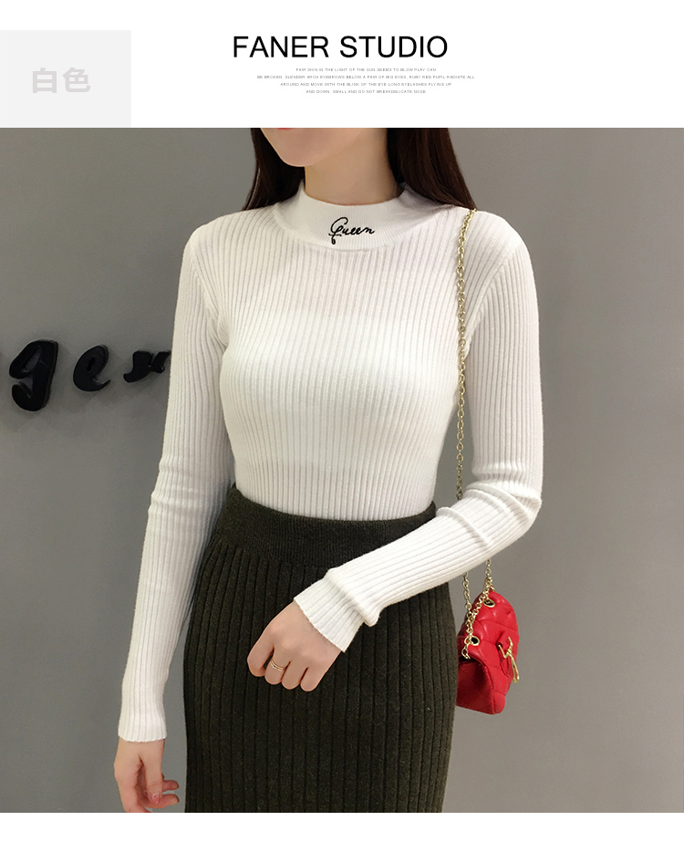 Áo sơ mi cộc tay mùa thu 2018 mới nửa cổ cao chạm đáy áo len mỏng áo len nữ dài tay áo cardigan nữ mỏng