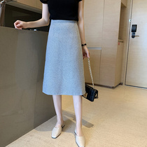 2022 spring new net red half body dress Women with high waist a high waist a word dress retro plaid skirt fur