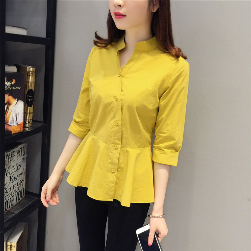 2022 Spring loaded with new Korean version Snow spinning shirt fairy Fan Heart Machine design Sensation Little Crowdblouse Foreign Pie White Shirt