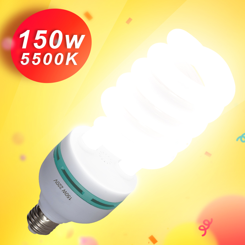 150W photography light bulb Energy saving 5500K three primary color studio light Professional light Photo camera shooting light bulb shaking sound live anchor beauty makeup light soft light box Studio equipment