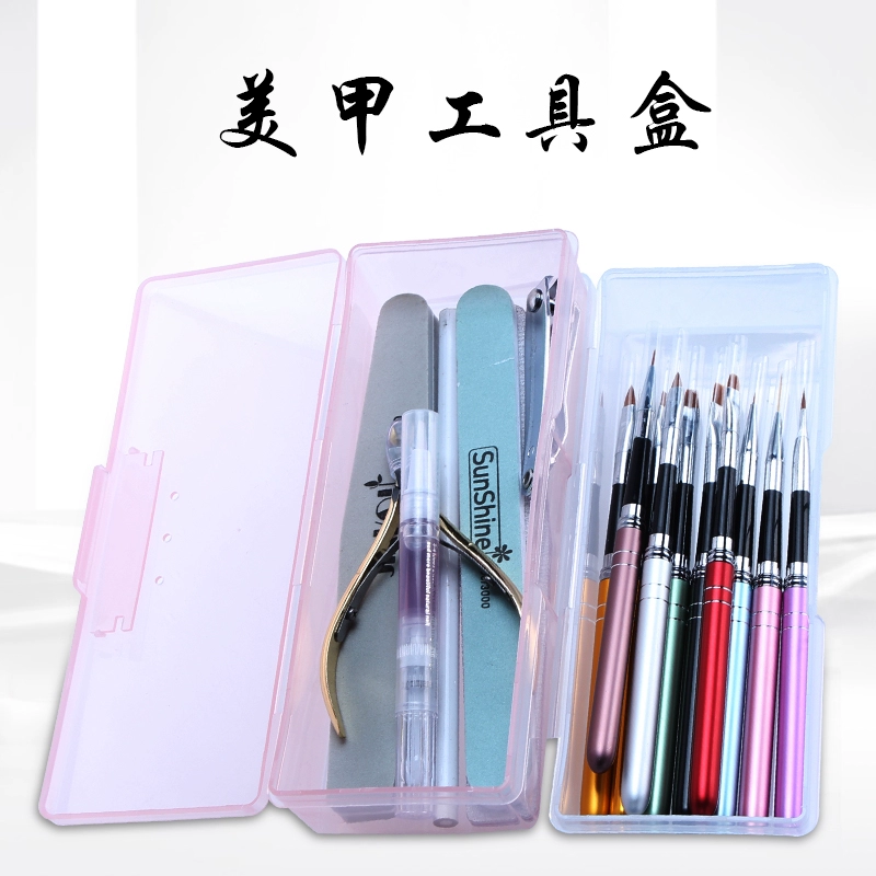 Nail hộp lưu trữ hộp bút có nắp trong suốt thanh cát hộp lưu trữ nhà máy tính để bàn hoàn thiện hộp công cụ đa chức năng hộp