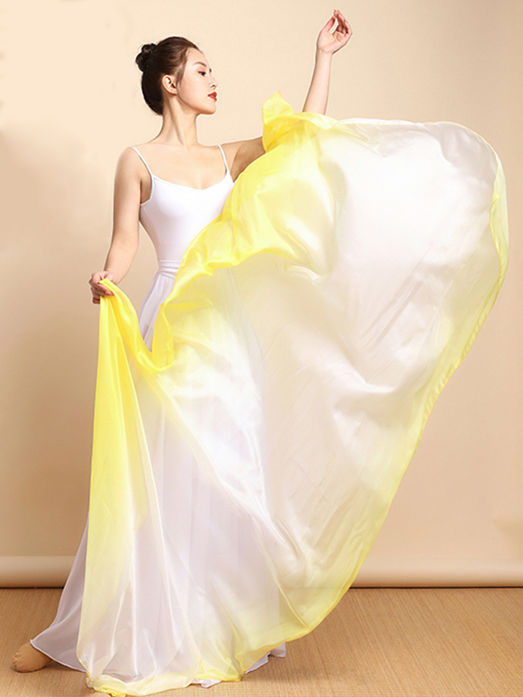 Lengthened belly dance scarf 270*114 gradient color hand yarn throwing gauze large scarf oriental dance performance large silk scarf J