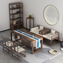 Old elm sofa bed solid wood Arhat chair Arhat couch collapse living room new Chinese style Arhat bed tea table combination sliding