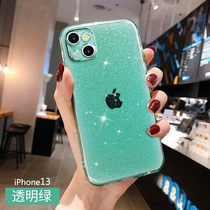 iPhone13 mobile phone shell womens dirty-resistant silicone soft shell anti-fall suitable for Apple 13pro max ultra-thin sleeve 2021 glitter new high-end tide goddess Korean ins wind lens all-inclusive