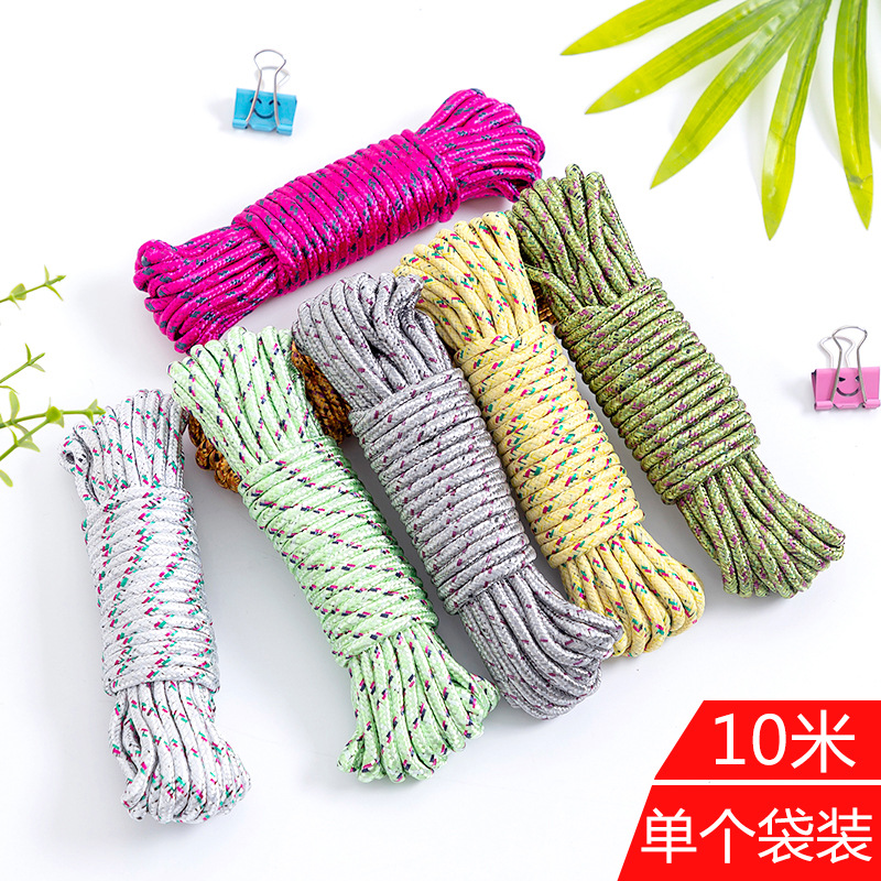 Random colors, nylon non-slip and windproof clothesline, outdoor clothes  drying rope, 10 meters durable rope for home use