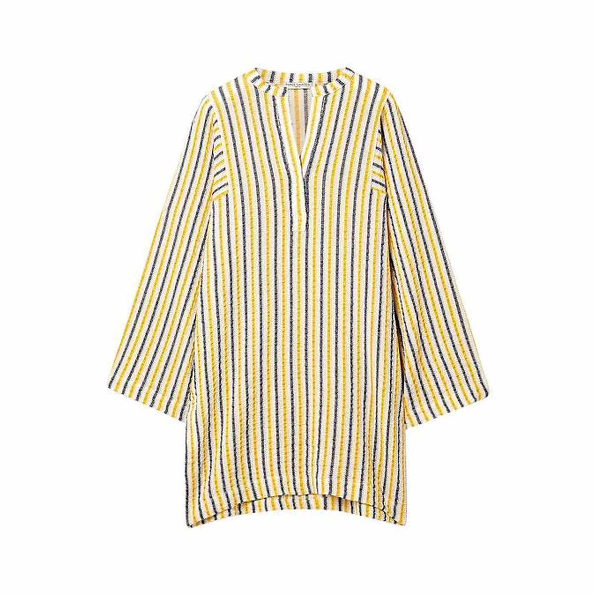 Three Graces London Belinda striped numb soft glutinous-thin Turkish-style long-shirt