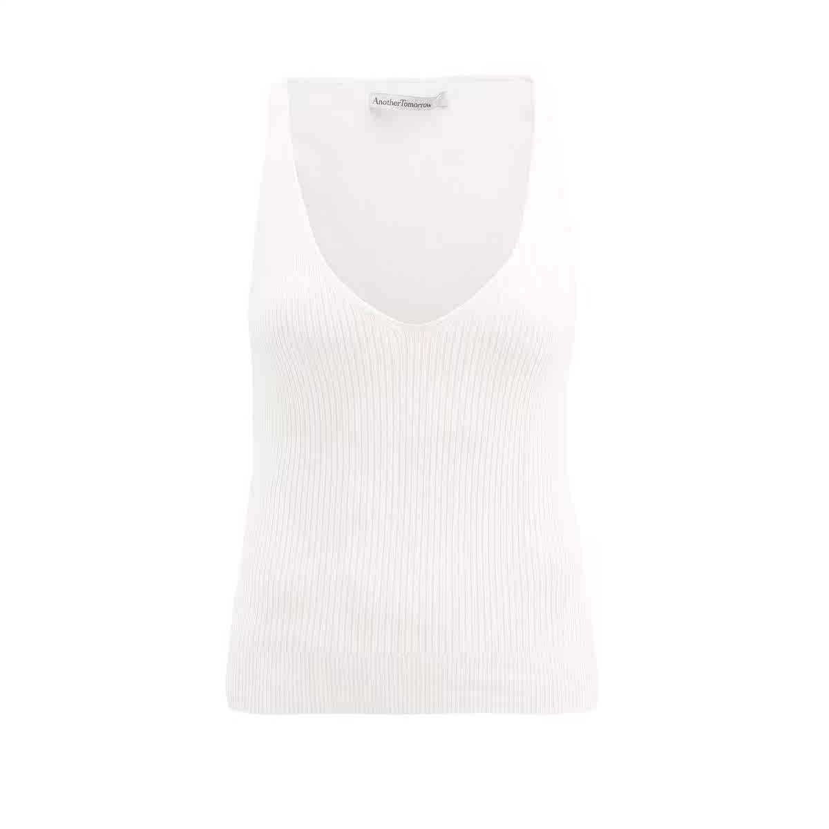 Another Tomorrow Rib-knitted V collar vest sweatshirt 2022 new spring summer ladies