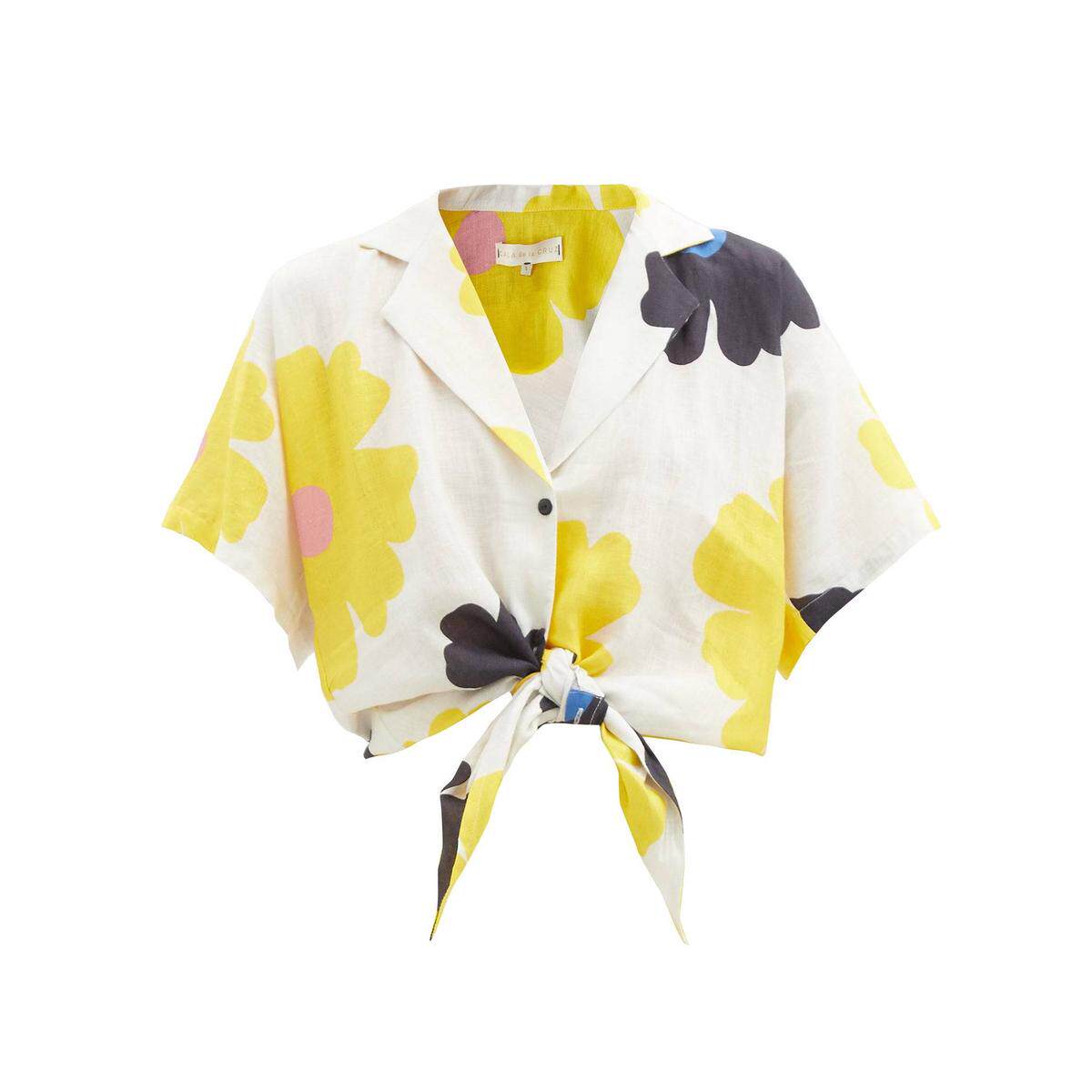 Cala De La Cruz Marcy Strap Printed Linen Shirt 2022 New Spring Summer Lady Luxury