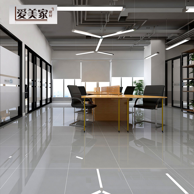 Pure grey tile 800x800 living room floor tile bedroom office non-slip floor tile all-over polished tile 600