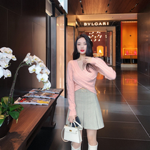 ByYou winter New temperament versatile woolen high waist skirt women Design feel pleated A- line dress skirt