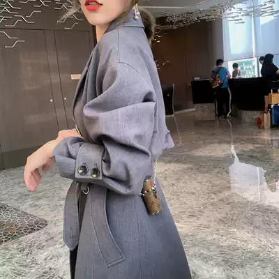 ByYou 2021 Winter temperament waist cotton English windbreaker women's long version padded knee casual jacket