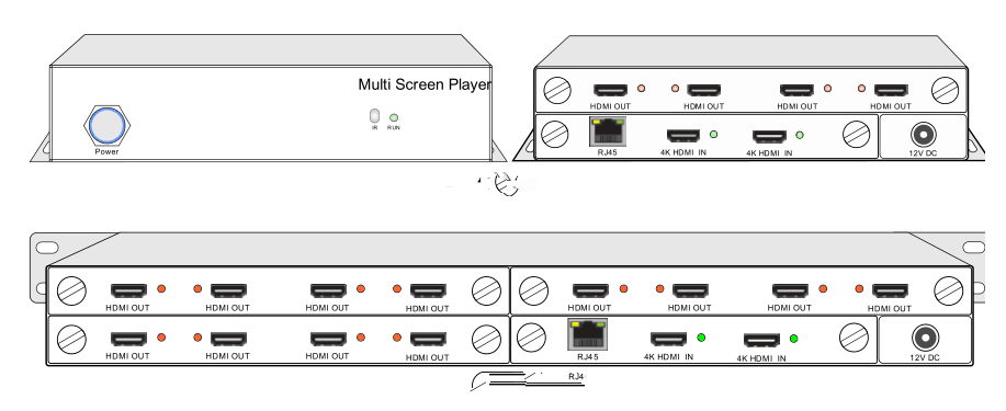 4K2K ultra high-definition nine-table screen with TV splicing processor HDMI large screen splicing control box 1 in 9 out