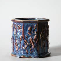 Miao Zongxian Old Coal Kiln Burnt Porcelain Octaxian pen holder