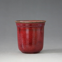 Chicken Blood Red Coal Burning Jun Porcelain Admire bell Cup Jin Pei Zhang