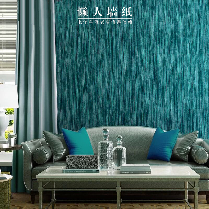 Modern simple peacock blue ink green wallpaper clothing shop beauty salon bedroom TV background light luxury wallpaper